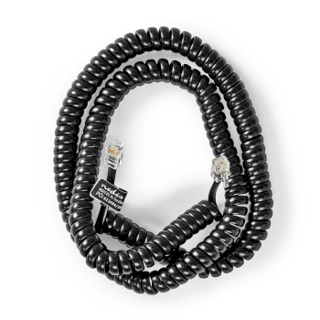 TCGP90100BK50 Telecomkabel | rj10 male | rj10 male | 5.00 m | kabel design: gekruld | kabeltype: rj10 | zwart | en Inhoud verpakking foto