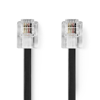 TCGP90200BK20 Telecomkabel | rj11 male | rj11 male | 2.00 m | kabel design: plat | kabeltype: rj11 | zwart