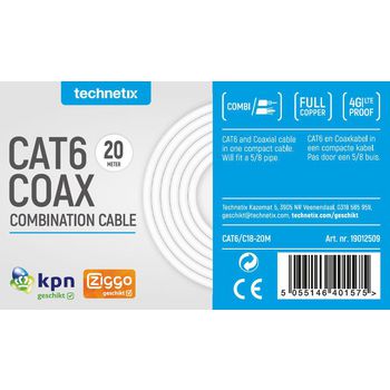 TN-CAT6C18-20M Cat6 utp / coax-18 gecombineerde installatiekabel wit eca 20 m  foto