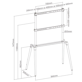 TVSM7250BK Tv vloerstandaard | 60 - 75 \