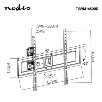 TVWM1450BK Draai- en kantelbare tv-muurbeugel | 37 - 70 \