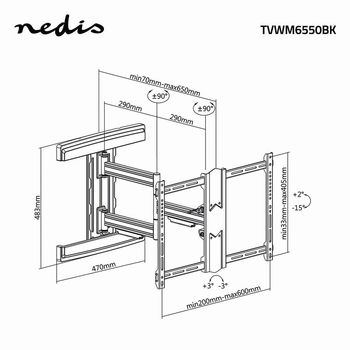 TVWM6550BK Draai- en kantelbare tv-muurbeugel | 37 - 80 \