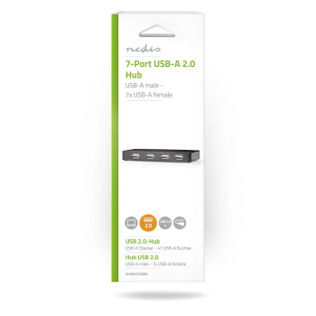 UHUBU2730BK Usb-hub | usb-a male | usb-a female | 7-poorts poort(en) | usb 2.0 | netvoeding / usb gevoed | 7x us  foto