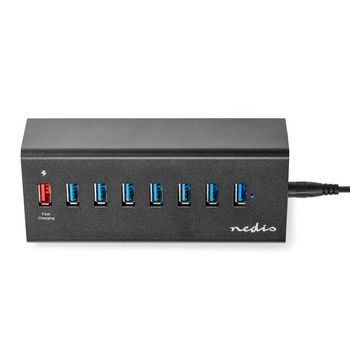 UHUBUP3810BK Usb-hub | usb micro-b female | usb-a female | 8-poorts poort(en) | qc3.0 / usb 3.2 gen 1 | netvoedin Product foto