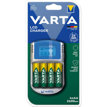 VARTA-POWERLCD Aa/aaa nimh batterij lader 4x aa/hr6 2600 mah