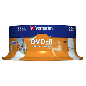VB-DMR47S2PA Dvd-r 16x 4.7gb wide inkjet printable id branded 25 pack spindel Verpakking foto