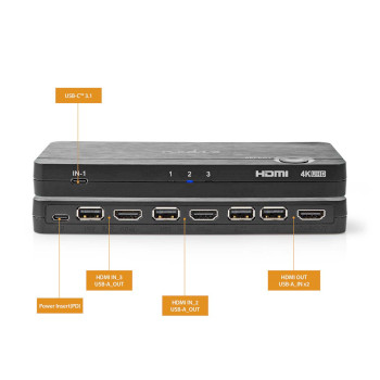 VCON6430AT Hdmi™-converter | usb-c™ female / 2x hdmi™ input / 4x usb a female | 1x hdmi™ Product foto