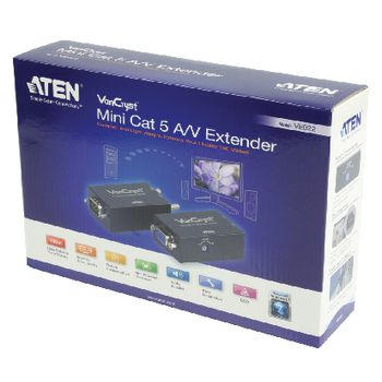 VE022-AT-G Mini vga/audio cat 5-verlenger (1280 x 1024 bij 150 m) Verpakking foto
