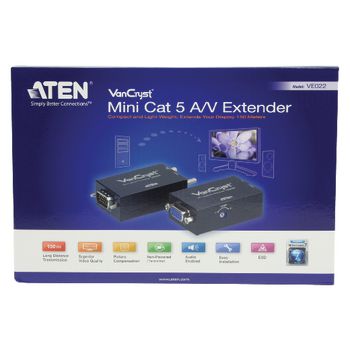 VE022-AT-G Mini vga/audio cat 5-verlenger (1280 x 1024 bij 150 m) Verpakking foto