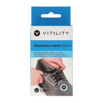 VIT-70110020 Schoenveters elastisch 60 cm zwart Verpakking foto