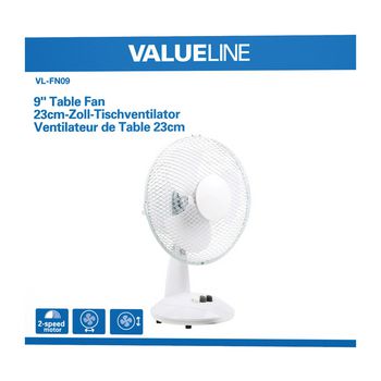 VL-FN09 Tafelventilator 23 cm 21 w plastic wit Verpakking foto