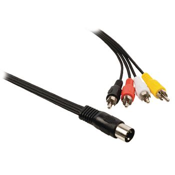 VLAP20400B10 Stereo audiokabel 5-pins din male - 4x rca male 1.00 m zwart Product foto