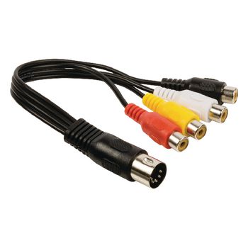 VLAP20450B02 Stereo audiokabel 5-pins din male - 4x rca female 0.20 m zwart Product foto