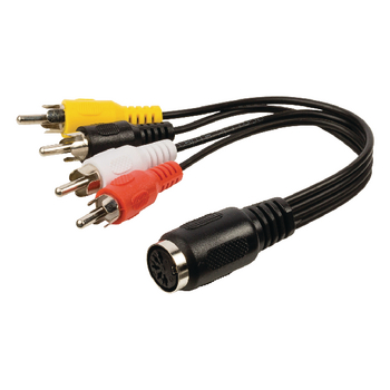 VLAP20475B02 Stereo audiokabel 5-pins din female - 4x rca male 0.20 m zwart