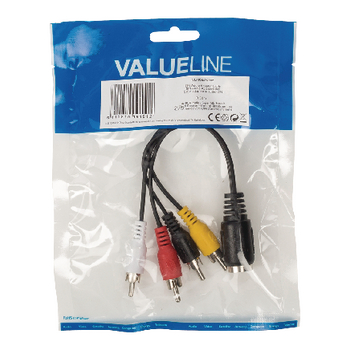 VLAP20475B02 Stereo audiokabel 5-pins din female - 4x rca male 0.20 m zwart Verpakking foto