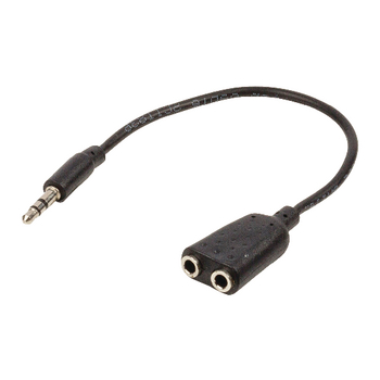 VLAP22100B02 Stereo audiokabel 3.5 mm male - 2x 3.5 mm female 0.20 m zwart