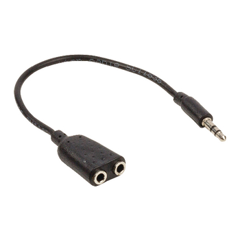 VLAP22100B02 Stereo audiokabel 3.5 mm male - 2x 3.5 mm female 0.20 m zwart Product foto