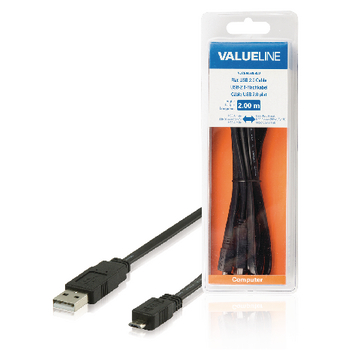VLCB60505B20 Usb 2.0 kabel usb a male - micro-b male plat 2.00 m zwart