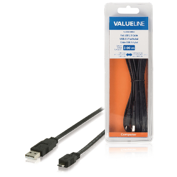 VLCB60505B30 Usb 2.0 kabel usb a male - micro-b male plat 3.00 m zwart