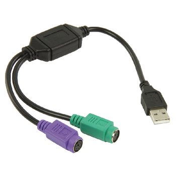 VLCB60830B03 Usb 2.0 kabel usb a male - 2x ps/2 female 0.30 m zwart Product foto