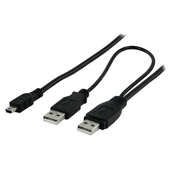 VLCP60350B20 Usb 2.0 kabel 2x a male - mini-b male rond 2.00 m zwart