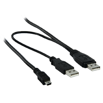 VLCP60350B10 Usb 2.0 kabel 2x a male - mini-b male rond 1.00 m zwart Product foto