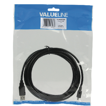 VLCP60500B30 Usb 2.0 kabel usb a male - micro-b male rond 3.00 m zwart Verpakking foto