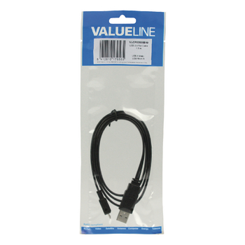 VLCP60505B10 Usb 2.0 kabel usb a male - micro-b male plat 1.00 m zwart Verpakking foto