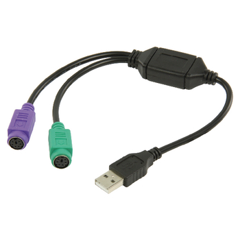 VLCP60830B03 Usb 2.0 kabel usb a male - 2x ps/2 female 0.30 m zwart