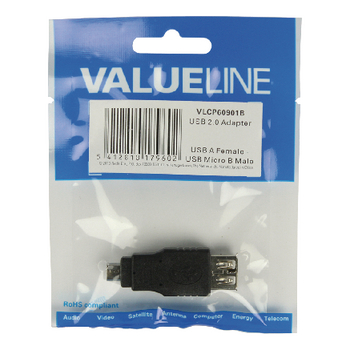 VLCP60901B Usb 2.0-adapter micro-b male - usb a female zwart Verpakking foto