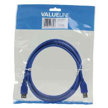VLCP61010L20 Usb 3.0 verlengkabel usb a male - usb a female rond 2.00 m blauw Verpakking foto