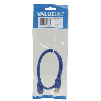 VLCP61500L05 Usb 3.0 kabel usb a male - micro-b male rond 0.50 m blauw Verpakking foto