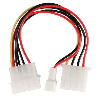 VLCP74030V015 Interne stroomkabel molex male - molex female + 3-pins fan power 0.15 m