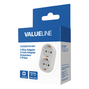 VLES200F001WH Stopcontact splitter geaard wit Verpakking foto