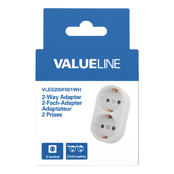 VLES200F001WH Stopcontact splitter geaard wit Verpakking foto