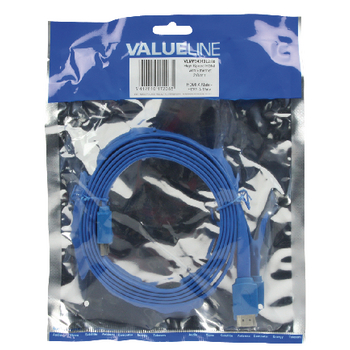 VLMP34010L2.00 High speed hdmi kabel met ethernet plat hdmi-connector - hdmi-connector 2.00 m blauw Verpakking foto