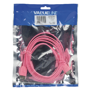 VLMP34010P2.00 High speed hdmi kabel met ethernet plat hdmi-connector - hdmi-connector 2.00 m roze Verpakking foto