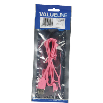 VLMP60410P1.00 Usb 2.0 kabel usb a male - micro-b male plat 1.00 m roze Verpakking foto
