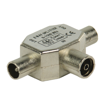 VLSB40950M Coax-adapter coax female (iec) - 2x coaxconnector male (iec) zilver Product foto