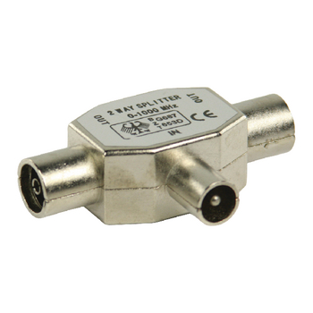 VLSB40951M Coax-adapter coax male (iec) - 2x coaxconnector female (iec) zilver Product foto