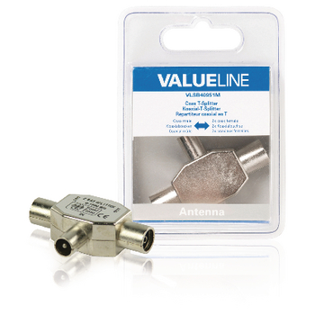 VLSB40951M Coax-adapter coax male (iec) - 2x coaxconnector female (iec) zilver