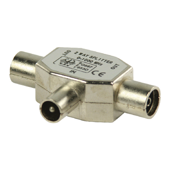 VLSP40951M Coax-adapter coax male (iec) - 2x coaxconnector female (iec) zilver
