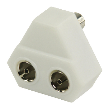 VLSP40953W Coax-adapter coax male (iec) - 2x coaxconnector female (iec) wit