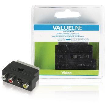 VLVB31902B Scart-adapter schakelbaar scart male - s-video female + 3x rca female zwart