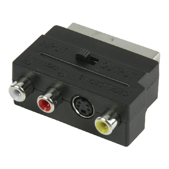 VLVP31902B Scart-adapter schakelbaar scart male - s-video female + 3x rca female zwart