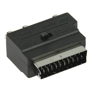 VLVP31902B Scart-adapter schakelbaar scart male - s-video female + 3x rca female zwart Product foto