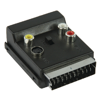 VLVP31903B Scart-adapter schakelbaar scart male - scart female + s-video female + 3x rca female zwart Product foto