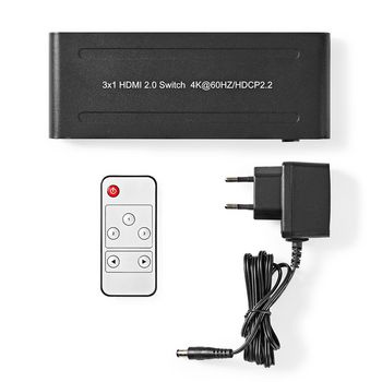 VSWI3473AT Hdmi™-switch | 3 poort(en) | 3x hdmi™ input | 1x hdmi™ output | 4k@60hz | 18 gbps  Inhoud verpakking foto