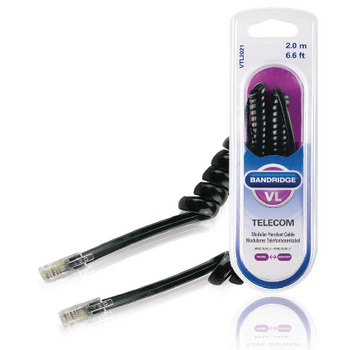 VTL2021 Telefoonkabel rj10 (4/4) male - rj10 (4/4) male gedraaid 2.00 m zwart