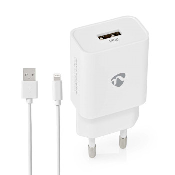 WCHAL242AWT Oplader | 12 w | snellaad functie | 1x 2.4 a | outputs: 1 | usb-a | lightning 8-pins (los) kabel | 1 Product foto